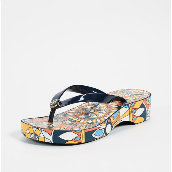 tory burch cutout wedge flip flops